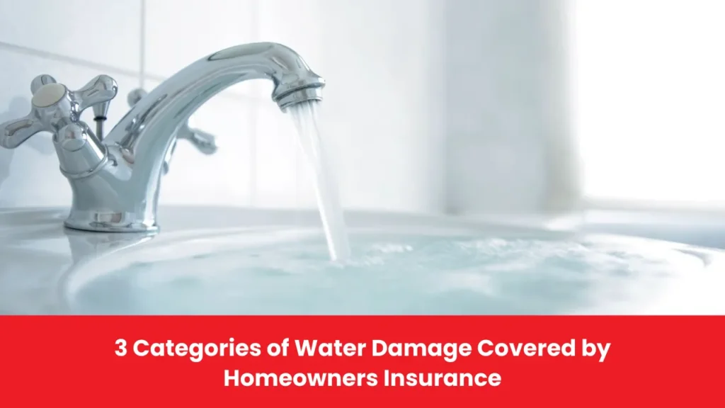 Chrome faucet running water into an overflowing bathtub, illustrating different types of water damage covered by homeowners insurance.